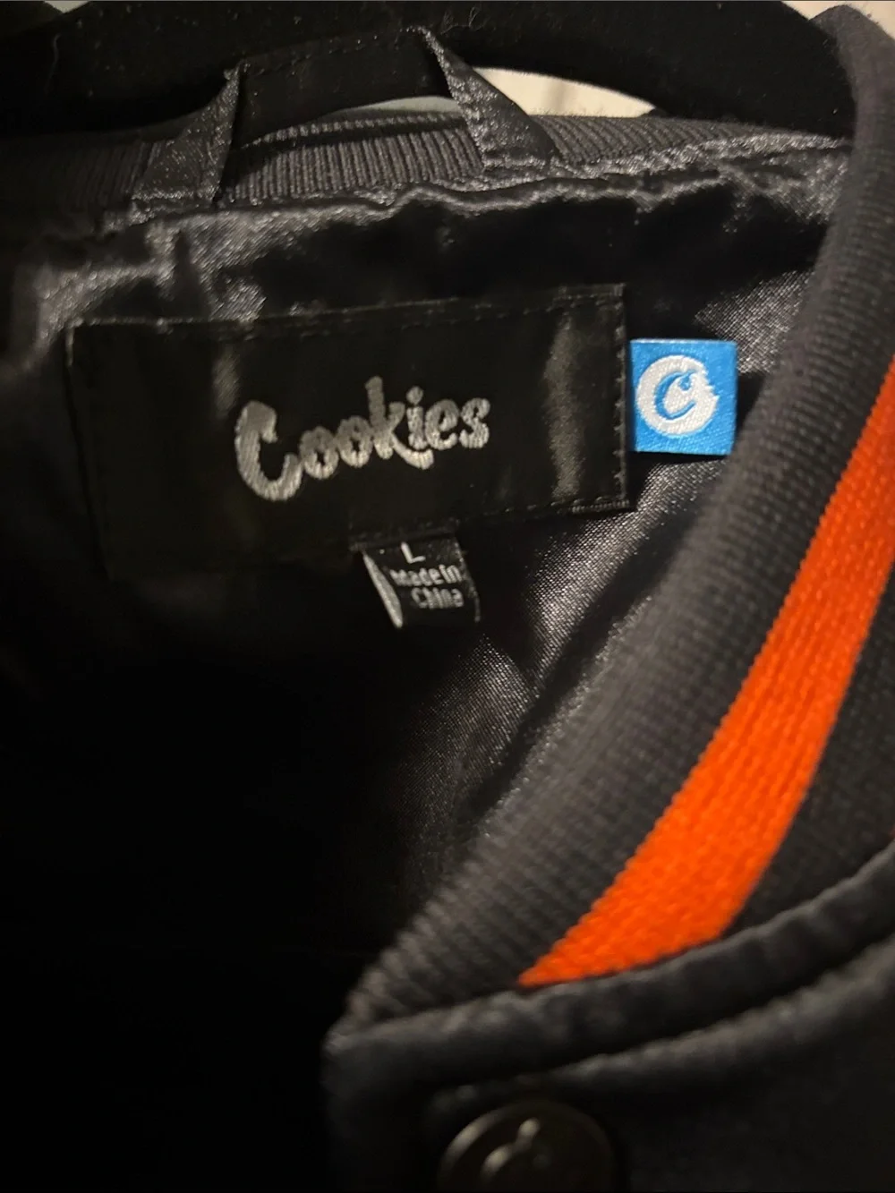 Men’s Variant COOKIES Black Satin Jacket with Orange Trim